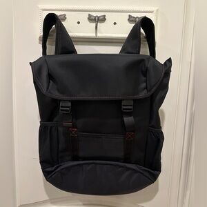 Durable Black Backpack with Red Accents